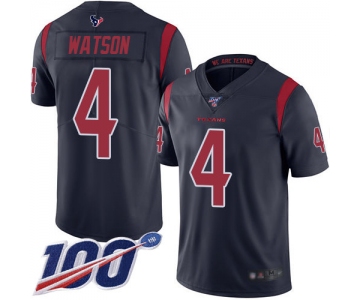 Texans #4 Deshaun Watson Navy Blue Men's Stitched Football Limited Rush 100th Season Jersey