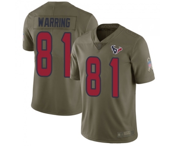 Texans #81 Kahale Warring Olive Men's Stitched Football Limited 2017 Salute To Service Jersey