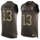 Men's Tennessee Titans #13 Kendall Wright Green Salute to Service Hot Pressing Player Name & Number Nike NFL Tank Top Jersey
