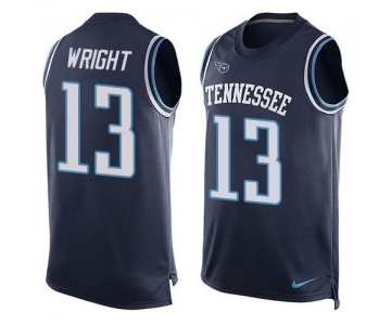 Men's Tennessee Titans #13 Kendall Wright Navy Blue Hot Pressing Player Name & Number Nike NFL Tank Top Jersey