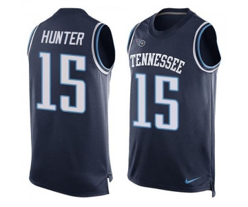 Men's Tennessee Titans #15 Justin Hunter Navy Blue Hot Pressing Player Name & Number Nike NFL Tank Top Jersey