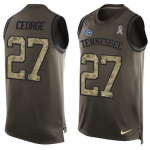 Men's Tennessee Titans #27 Eddie George Green Salute to Service Hot Pressing Player Name & Number Nike NFL Tank Top Jersey