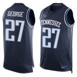 Men's Tennessee Titans #27 Eddie George Navy Blue Hot Pressing Player Name & Number Nike NFL Tank Top Jersey