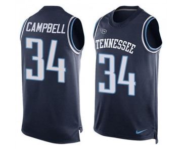 Men's Tennessee Titans #34 Earl Campbell Navy Blue Hot Pressing Player Name & Number Nike NFL Tank Top Jersey