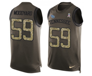 Men's Tennessee Titans #59 Wesley Woodyard Green Salute to Service Hot Pressing Player Name & Number Nike NFL Tank Top Jersey