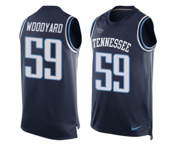 Men's Tennessee Titans #59 Wesley Woodyard Navy Blue Hot Pressing Player Name & Number Nike NFL Tank Top Jersey