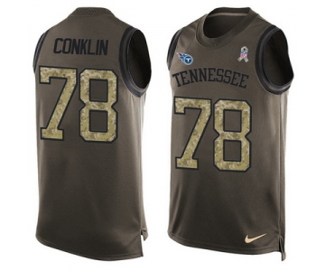 Men's Tennessee Titans #78 Jack Conklin Green Salute to Service Hot Pressing Player Name & Number Nike NFL Tank Top Jersey