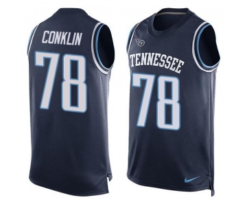 Men's Tennessee Titans #78 Jack Conklin Navy Blue Hot Pressing Player Name & Number Nike NFL Tank Top Jersey