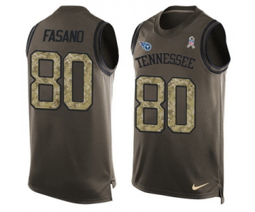 Men's Tennessee Titans #80 Anthony Fasano Green Salute to Service Hot Pressing Player Name & Number Nike NFL Tank Top Jersey