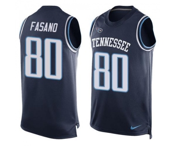 Men's Tennessee Titans #80 Anthony Fasano Navy Blue Hot Pressing Player Name & Number Nike NFL Tank Top Jersey