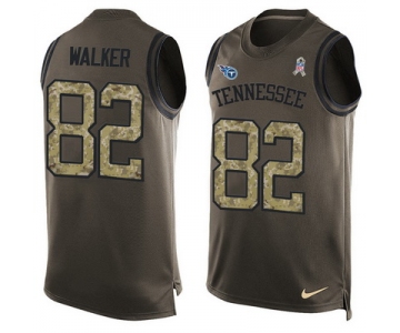 Men's Tennessee Titans #82 Delanie Walker Green Salute to Service Hot Pressing Player Name & Number Nike NFL Tank Top Jersey