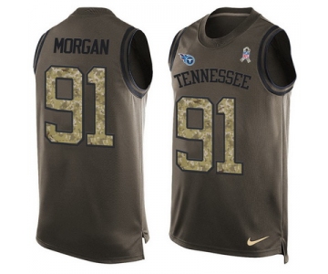 Men's Tennessee Titans #91 Derrick Morgan Green Salute to Service Hot Pressing Player Name & Number Nike NFL Tank Top Jersey