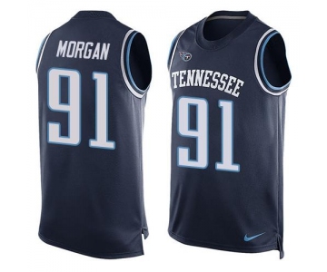 Men's Tennessee Titans #91 Derrick Morgan Navy Blue Hot Pressing Player Name & Number Nike NFL Tank Top Jersey