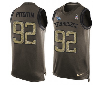 Men's Tennessee Titans #92 Ropati Pitoitua Green Salute to Service Hot Pressing Player Name & Number Nike NFL Tank Top Jersey
