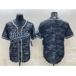 Men's Tennessee Titans Blank Gray Camo With Patch Cool Base Stitched Baseball Jersey