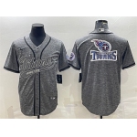 Men's Tennessee Titans Gray Team Big Logo With Patch Cool Base Stitched Baseball Jersey