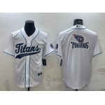 Men's Tennessee Titans White Team Big Logo With Patch Cool Base Stitched Baseball Jersey