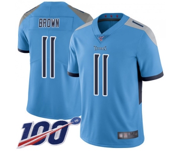 Nike Titans #11 A.J. Brown Light Blue Alternate Men's Stitched NFL 100th Season Vapor Limited Jersey