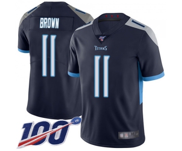 Nike Titans #11 A.J. Brown Navy Blue Team Color Men's Stitched NFL 100th Season Vapor Limited Jersey