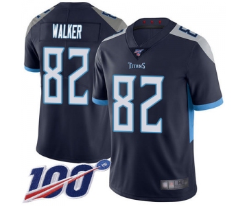 Nike Titans #82 Delanie Walker Navy Blue Team Color Men's Stitched NFL 100th Season Vapor Limited Jersey