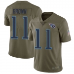 Titans #11 A.J. Brown Olive Men's Stitched Football Limited 2017 Salute To Service Jersey