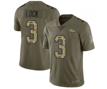 Broncos #3 Drew Lock Olive Camo Men's Stitched Football Limited 2017 Salute To Service Jersey