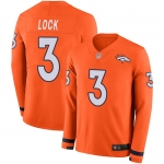 Broncos #3 Drew Lock Orange Team Color Men's Stitched Football Limited Therma Long Sleeve Jersey