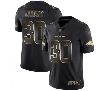 Broncos #30 Phillip Lindsay Black Gold Men's Stitched Football Vapor Untouchable Limited Jersey