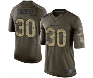 Broncos #30 Phillip Lindsay Green Men's Stitched Football Limited 2015 Salute to Service Jersey
