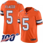 Broncos #5 Joe Flacco Orange Men's Stitched Football Limited Rush 100th Season Jersey