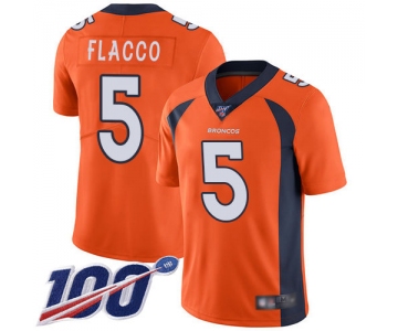 Broncos #5 Joe Flacco Orange Team Color Men's Stitched Football 100th Season Vapor Limited Jersey