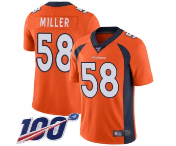Broncos #58 Von Miller Orange Team Color Men's Stitched Football 100th Season Vapor Limited Jersey