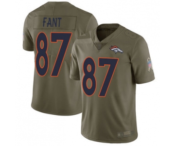 Broncos #87 Noah Fant Olive Men's Stitched Football Limited 2017 Salute To Service Jersey