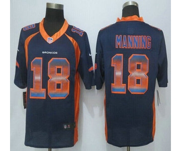 Denver Broncos #18 Peyton Manning Navy Blue Strobe 2015 NFL Nike Fashion Jersey