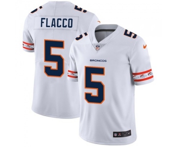 Denver Broncos #5 Joe Flacco Nike White Team Logo Vapor Limited NFL Jersey