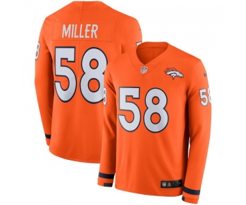 Men Nike Denver Broncos 58 Von Miller Orange Therma Long Sleeve Jersey