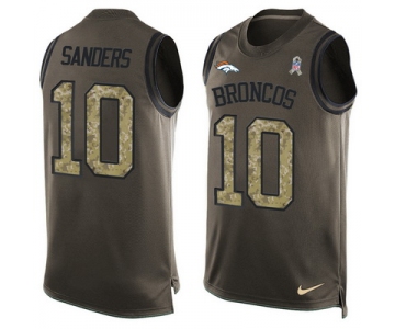 Men's Denver Broncos #10 Emmanuel Sanders Olive Green Salute To Service Hot Pressing Player Name & Number Nike NFL Tank Top Jersey