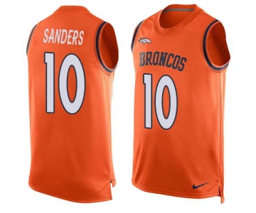 Men's Denver Broncos #10 Emmanuel Sanders Orange Hot Pressing Player Name & Number Nike NFL Tank Top Jersey