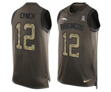 Men's Denver Broncos #12 Paxton Lynch Olive Green Salute To Service Hot Pressing Player Name & Number Nike NFL Tank Top Jersey