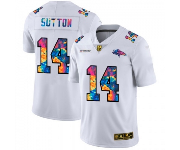 Men's Denver Broncos #14 Courtland Sutton White 2020 Crucial Catch Limited Stitched Jersey