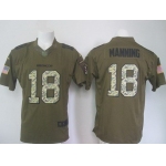 Men's Denver Broncos #18 Peyton Manning Green Salute To Service 2015 NFL Nike Limited Jersey