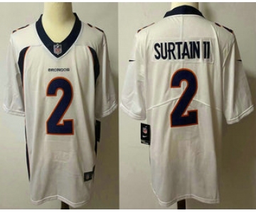 Men's Denver Broncos #2 Patrick Surtain II White 2021 Vapor Untouchable Stitched NFL Nike Limited Jersey