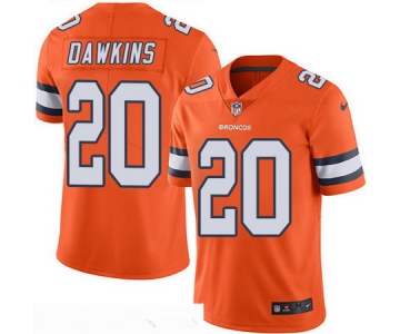 Men's Denver Broncos #20 Brian Dawkins Orange 2016 Color Rush Stitched NFL Nike Limited Jersey