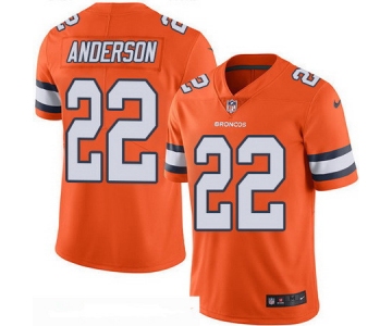 Men's Denver Broncos #22 C. J. Anderson Orange 2016 Color Rush Stitched NFL Nike Limited Jersey