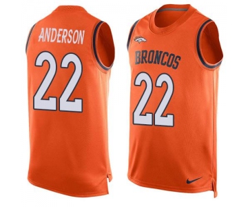 Men's Denver Broncos #22 C.J. Anderson Orange Hot Pressing Player Name & Number Nike NFL Tank Top Jersey