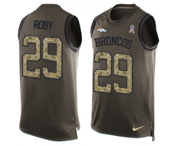 Men's Denver Broncos #29 Bradley Roby Olive Green Salute To Service Hot Pressing Player Name & Number Nike NFL Tank Top Jersey