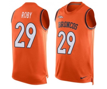Men's Denver Broncos #29 Bradley Roby Orange Hot Pressing Player Name & Number Nike NFL Tank Top Jersey