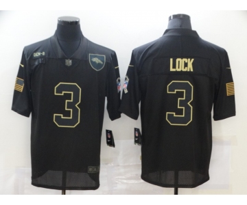 Men's Denver Broncos #3 Drew Lock Black 2020 Salute To Service Stitched NFL Nike Limited Jersey