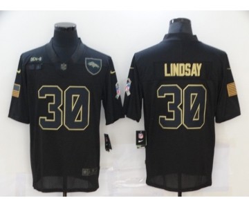 Men's Denver Broncos #30 Phillip Lindsay Black 2020 Salute To Service Stitched NFL Nike Limited Jersey