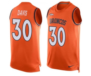 Men's Denver Broncos #30 Terrell Davis Orange Hot Pressing Player Name & Number Nike NFL Tank Top Jersey